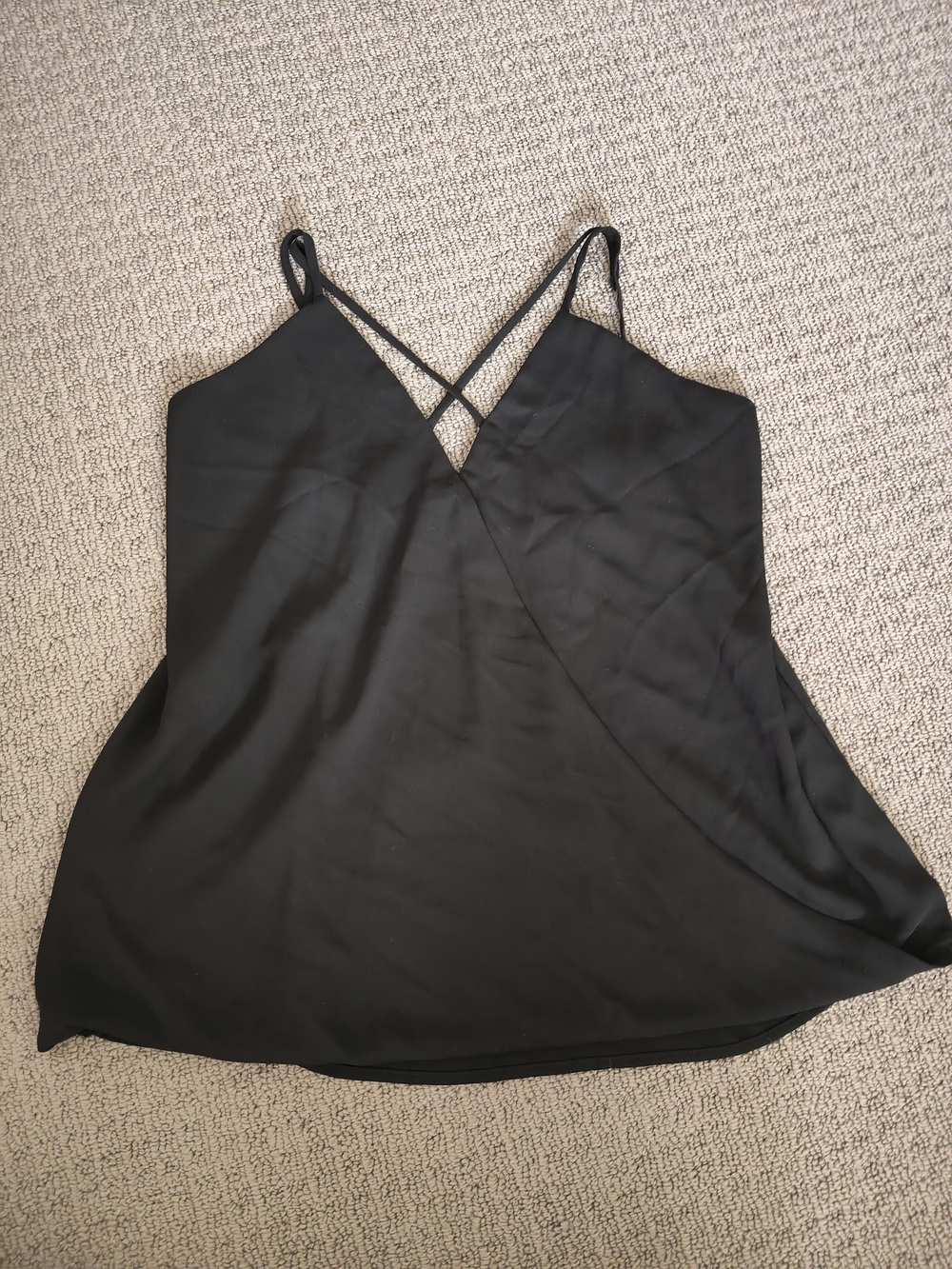 Black Satin Cami with Crisscross Straps